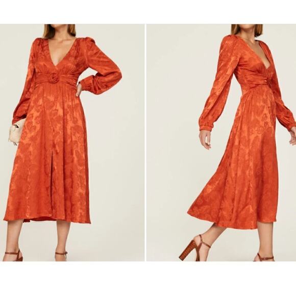 B37 Love Whit Jacquard Midi Dress Womens Medium Long Sleeves - Picture 1 of 7